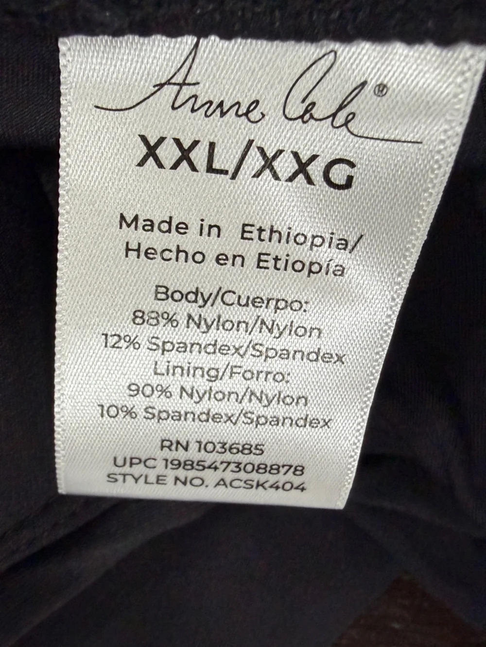Anne Cole Black V-Neck Rouched Underwire Tankini Top XXL